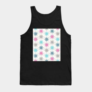 Nautical Wheel Pattern Pink Blue Grey Tank Top